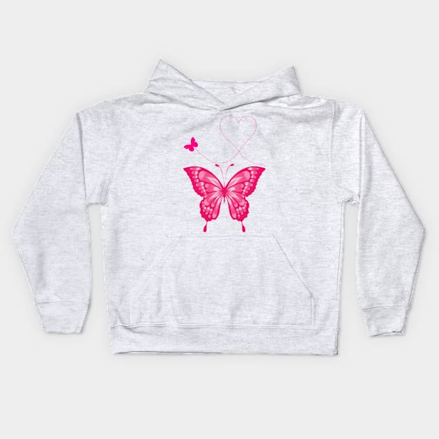 Pink butterfly Kids Hoodie by Imutobi